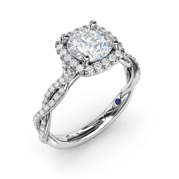 Halo Diamond Solitaire Engagement Ring - 1
